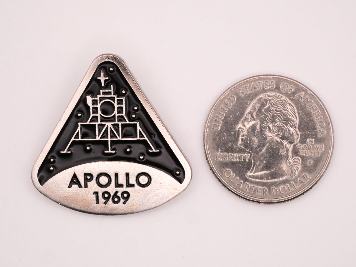 Apollo Moon Landing 1969 Verbal Silver Metal Enamel Button 30mm