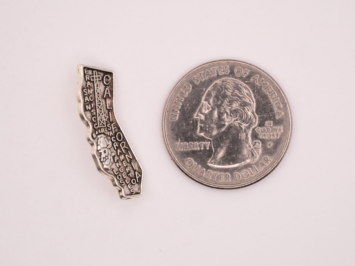 California State Cities Verbal Silver Metal Button 12x25mm