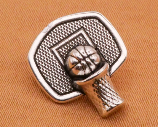 Basketball Hoop Net Realistic Silver Metal Button 14x16mm
