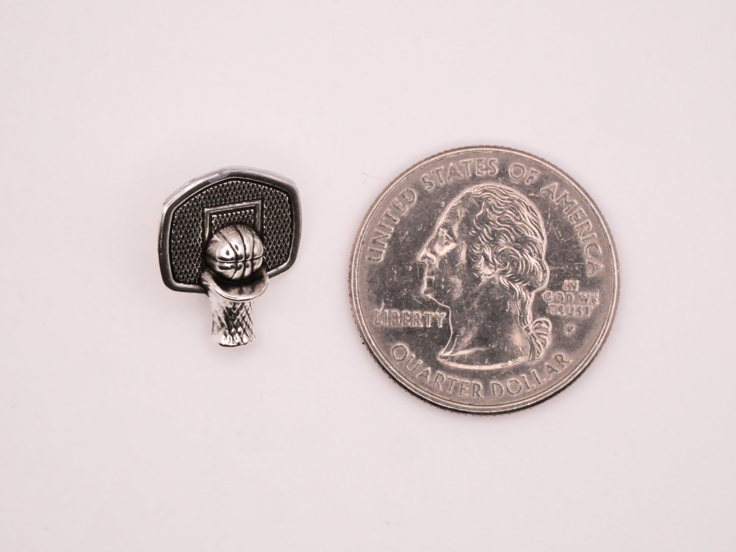 Basketball Hoop Net Realistic Silver Metal Button 14x16mm