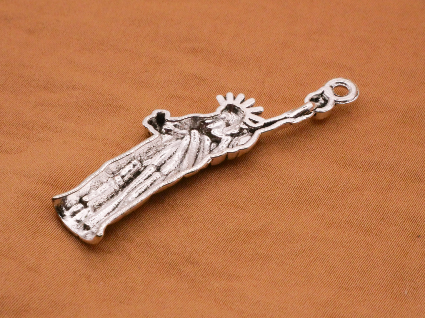 Statue of Liberty Silver Metal Charm Embellishment 19x48mm