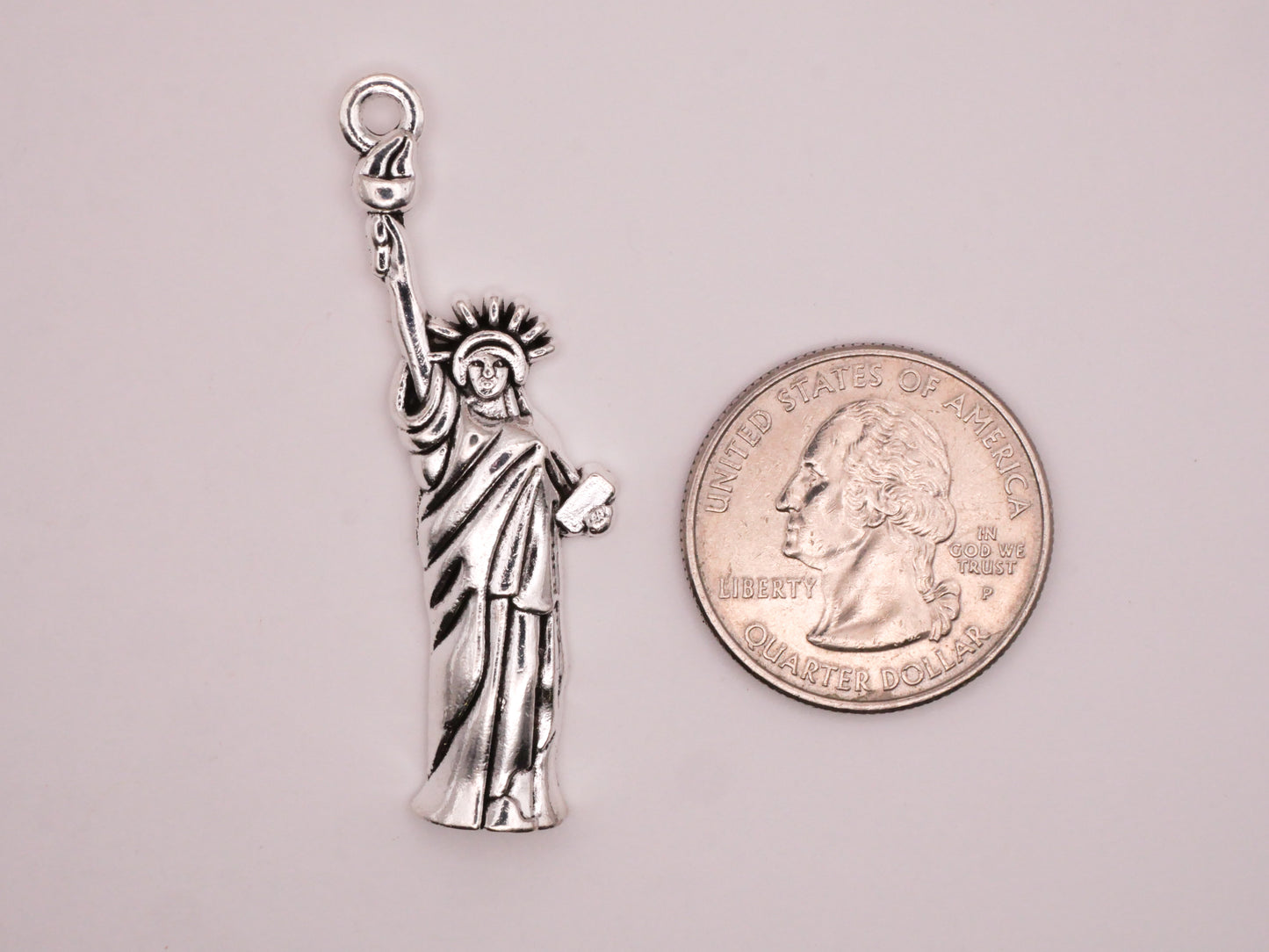 Statue of Liberty Silver Metal Charm Embellishment 19x48mm