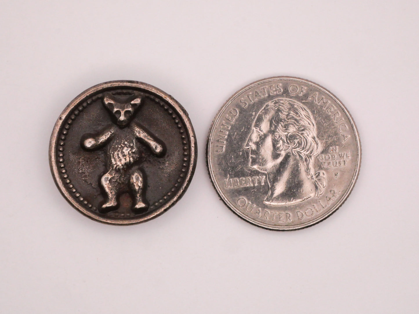 Teddy Theodore Roosevelt Bear Antique Metal Button 23mm