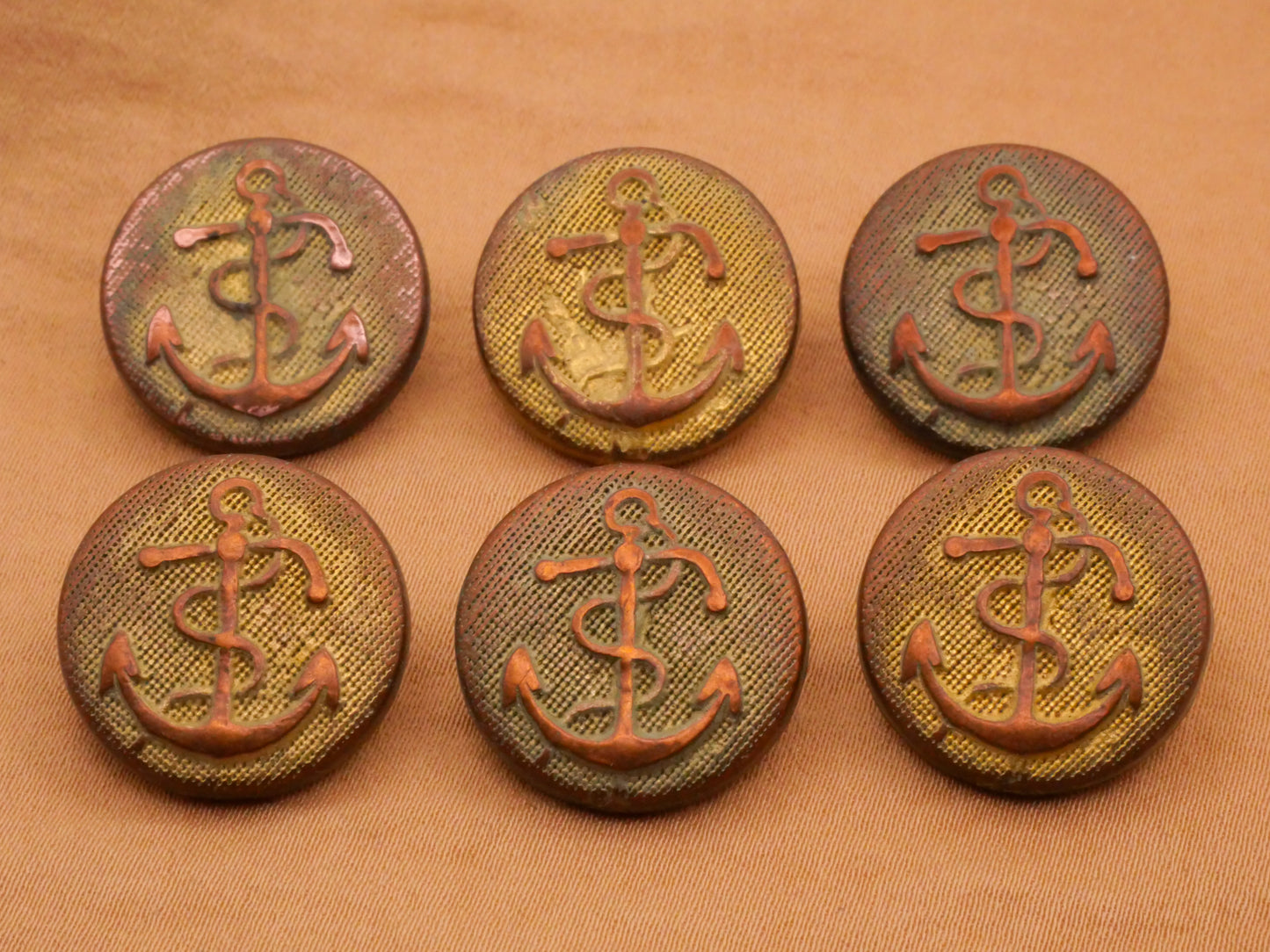 Anchor Metallized Plastic Patina Vintage Button Various 19mm
