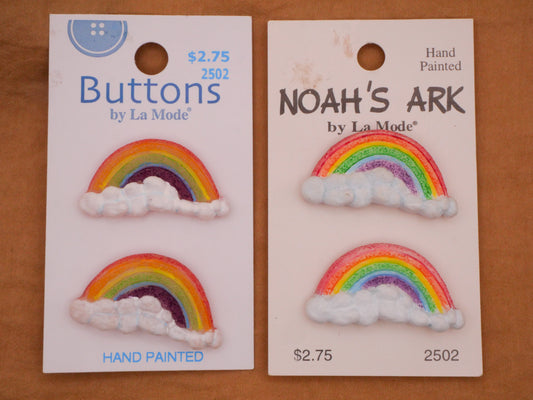 Rainbow Clouds Vintage Plastic Pair of Carded Buttons Various 18-36mm