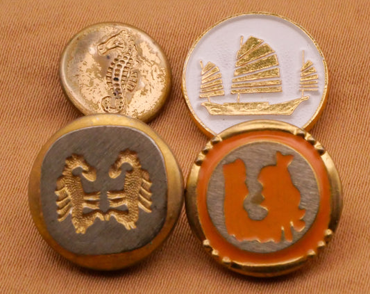 Nautical Gold Metal Vintage Button Various 12-15mm