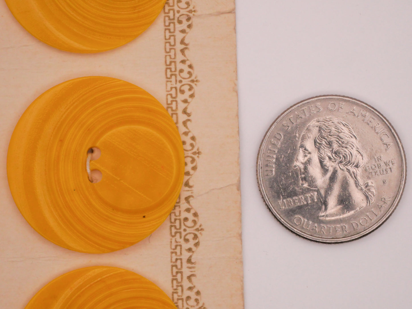 Crescent Moon Sun Yellow Vintage Plastic Button 29mm