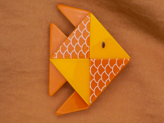 Goldfish Fish Ocean Geometric Acrylic Plastic Large Button 39x54mm