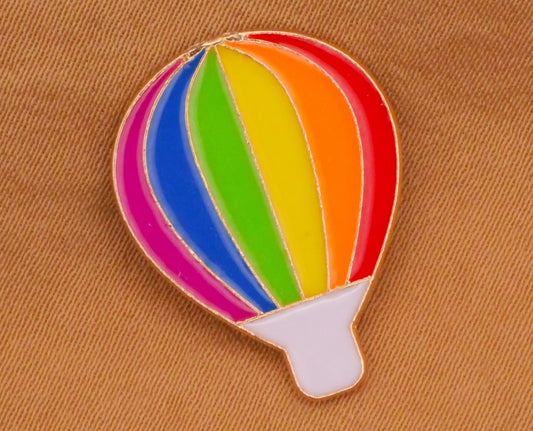Hot Air Balloon Rainbow Stripe Enamel Metal Button 17x22mm