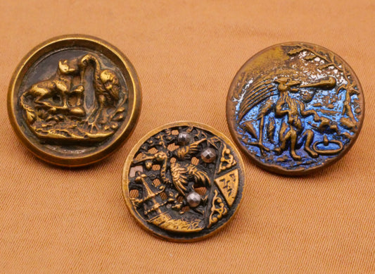 Crane Bird Metal Victorian Picture Button Various 16-18mm