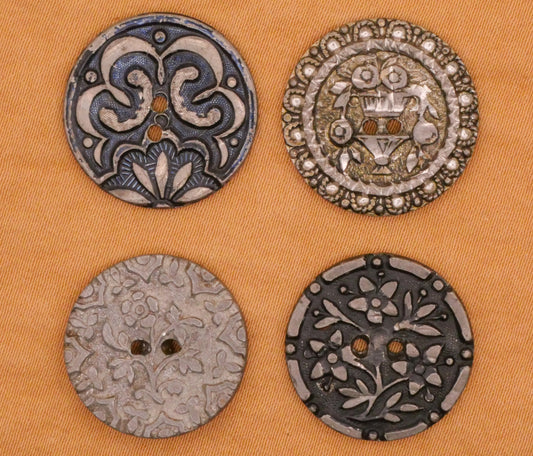 Pewter Floral or Scroll Antique Sew-Thru Button Various 18-19mm