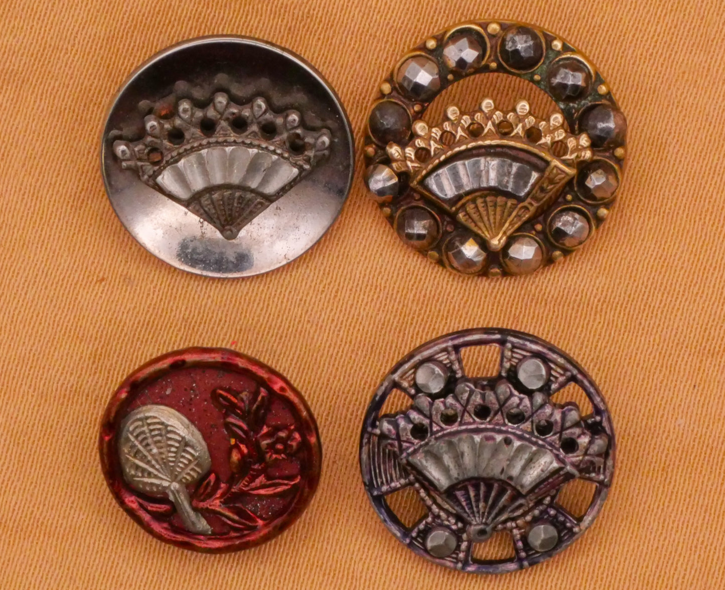 Fan Fashion Victorian Metal Button Various 13-15mm