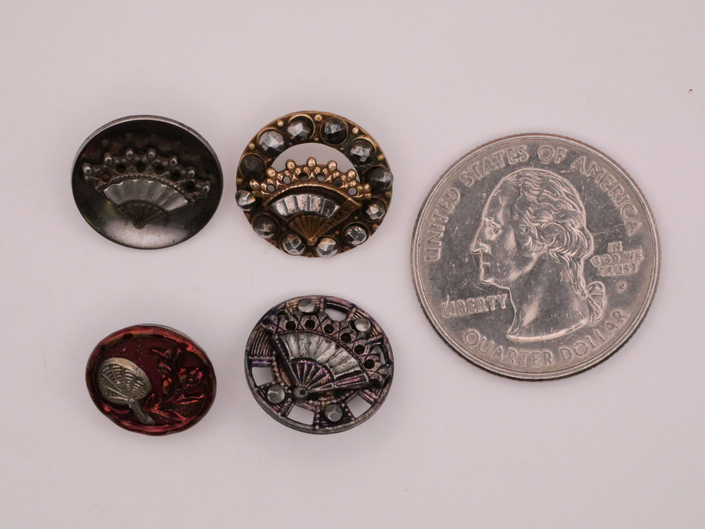 Fan Fashion Victorian Metal Button Various 13-15mm