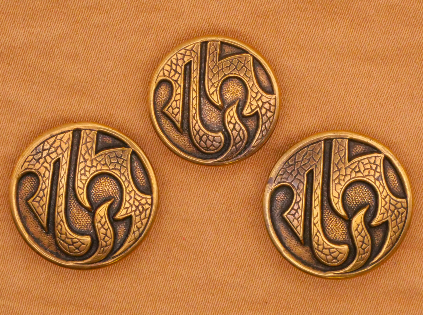 Asian Look Motif Design Gold Metal Button Various 16-18mm