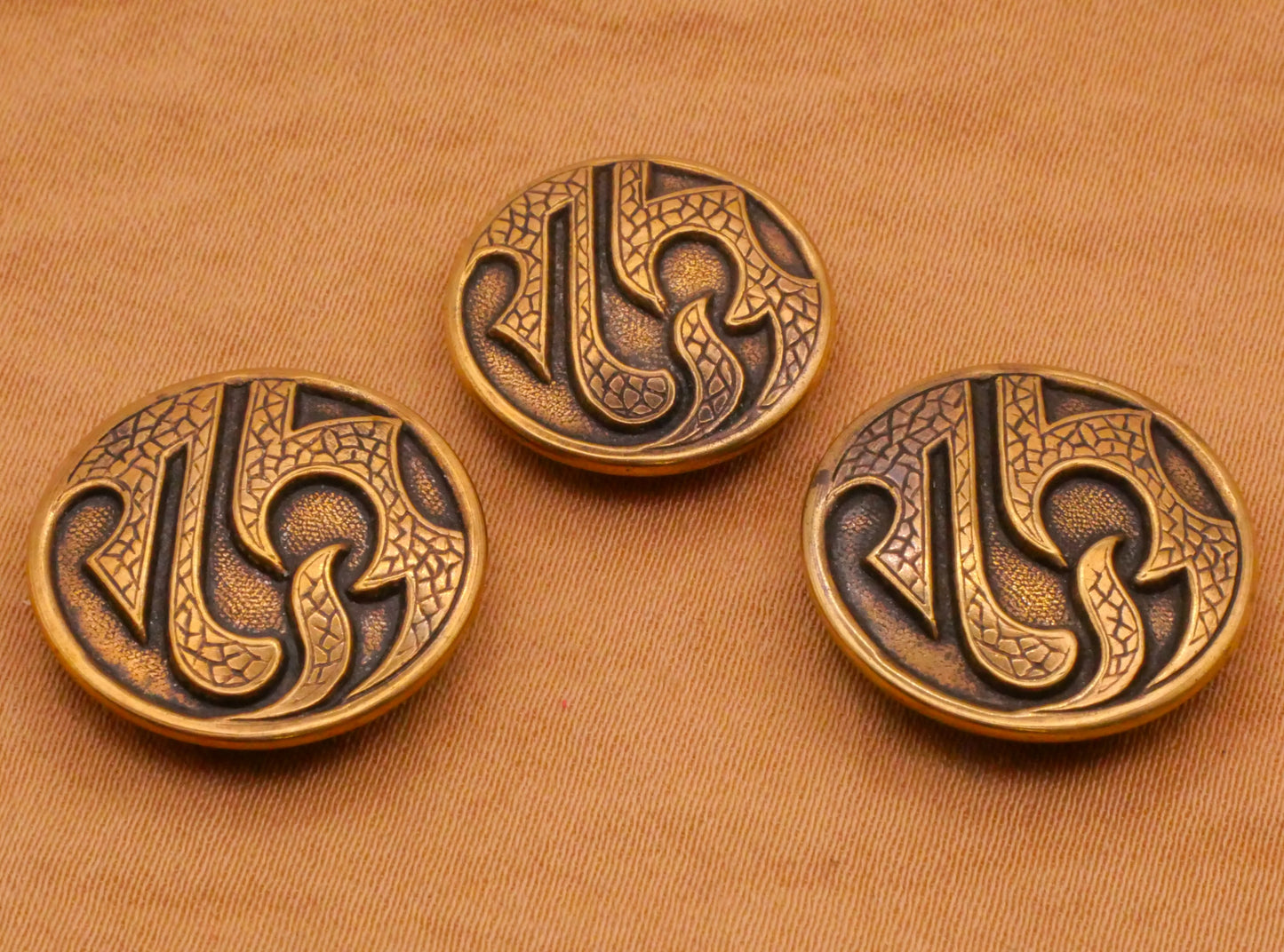 Asian Look Motif Design Gold Metal Button Various 16-18mm