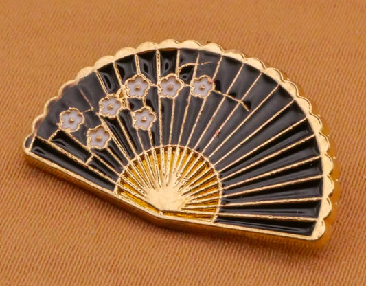 Fan Fashion Flower Enamel Gold Metal Button 14x24mm
