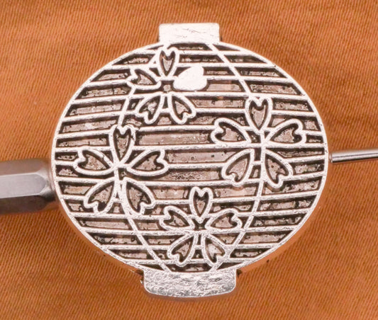 Chinese Lantern Flowers Silver Metal Button 25mm