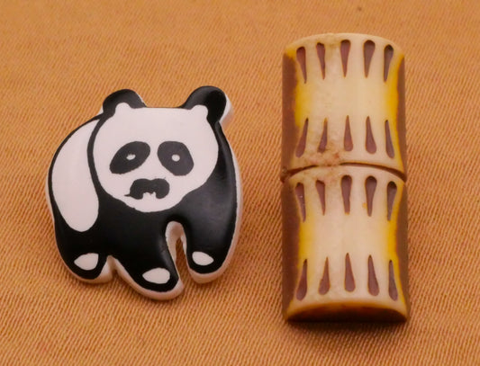 Panda Bear or Bamboo Vintage Plastic Button Various 9-20mm