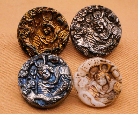 Warrior Asian Luster VGlass Button Various 16-18mm