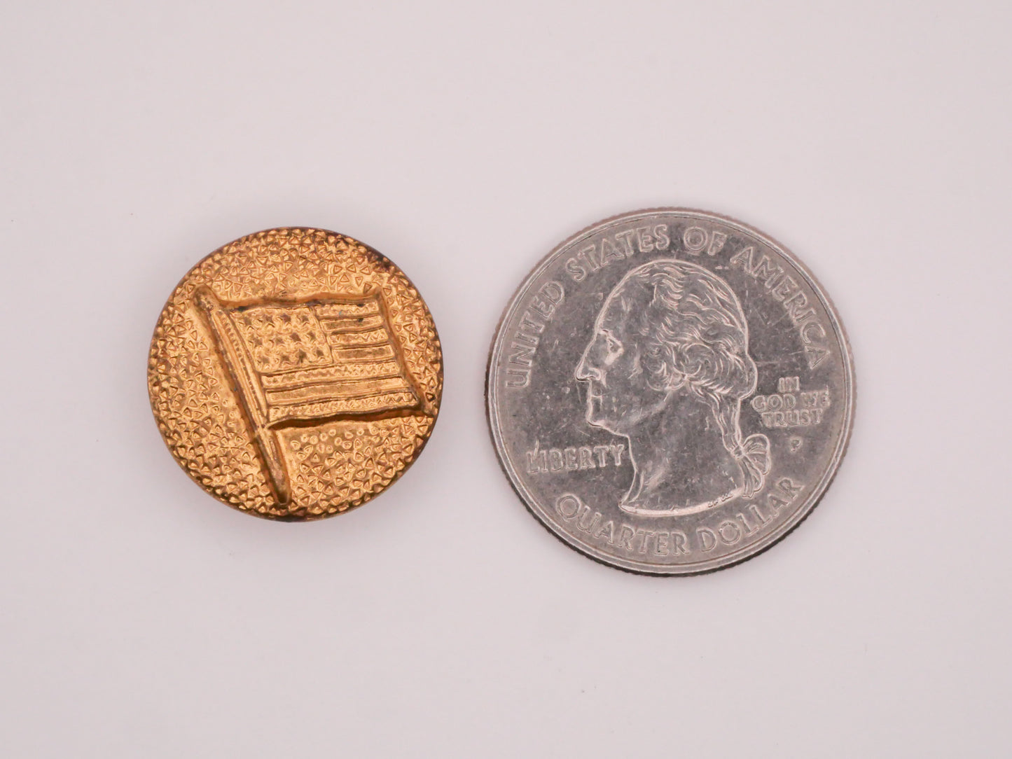 American Flag Vintage Gold Metal Button 19mm