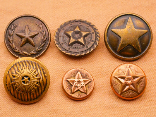 Star Design Patriotic Metal Button Various 13-20mm