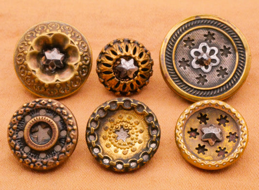 Star Steel Cut or Twinkle Victorian Metal Button Various 11-18mm