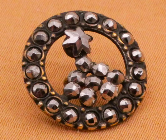 Shooting Star Steel Cut Victorian Metal Button 16mm