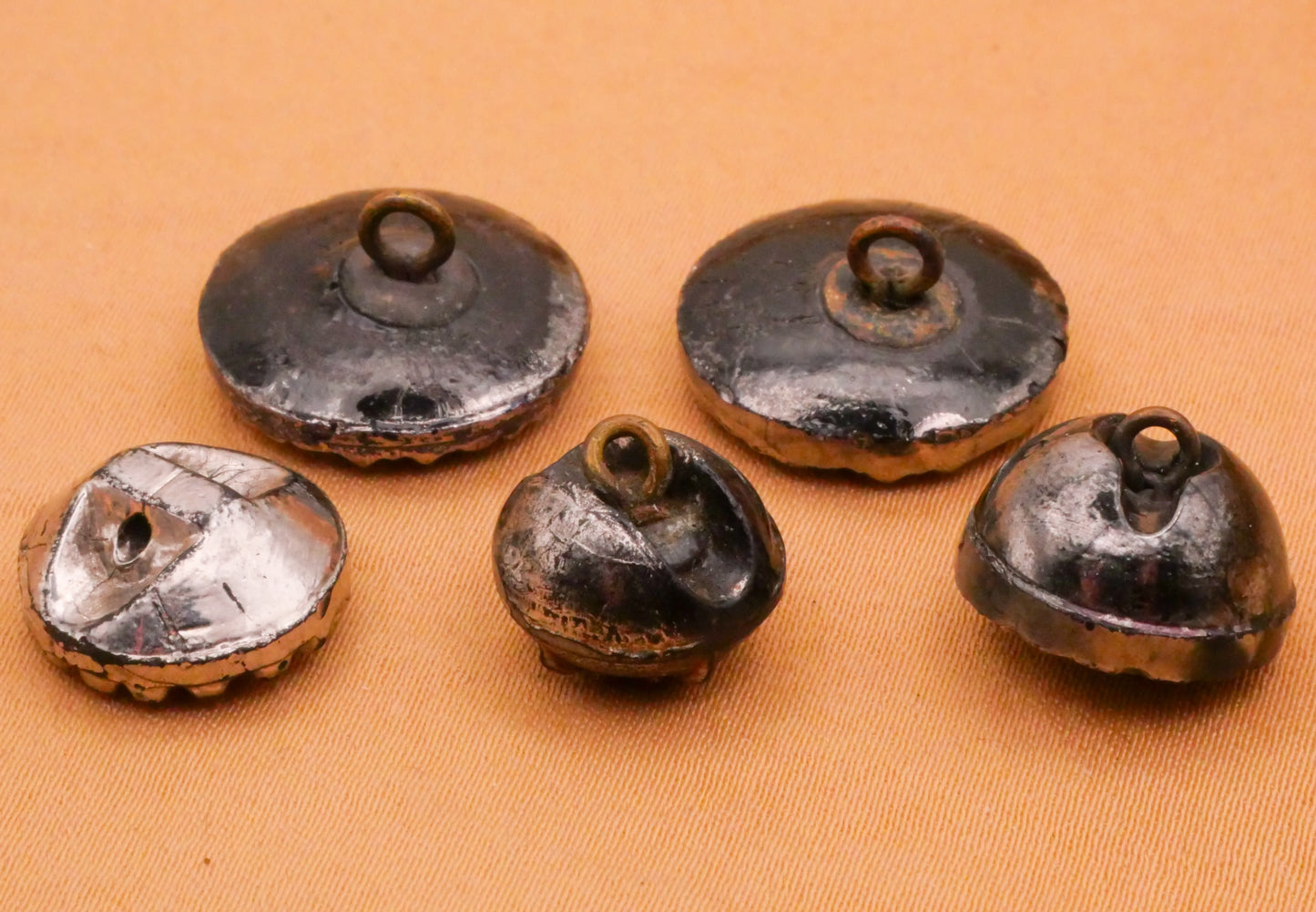 Star Silver Luster Black Glass Antique Glass Button Various 12-16mm