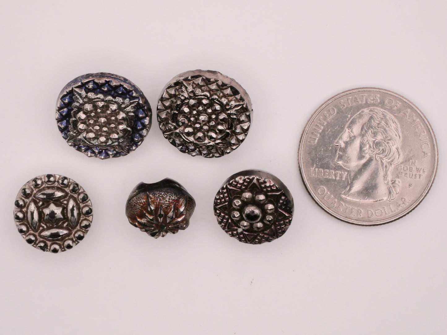Star Silver Luster Black Glass Antique Glass Button Various 12-16mm