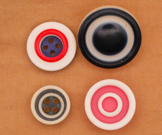 Red White Blue Layered Laminated Vintage Plastic Button Various 12-19mm