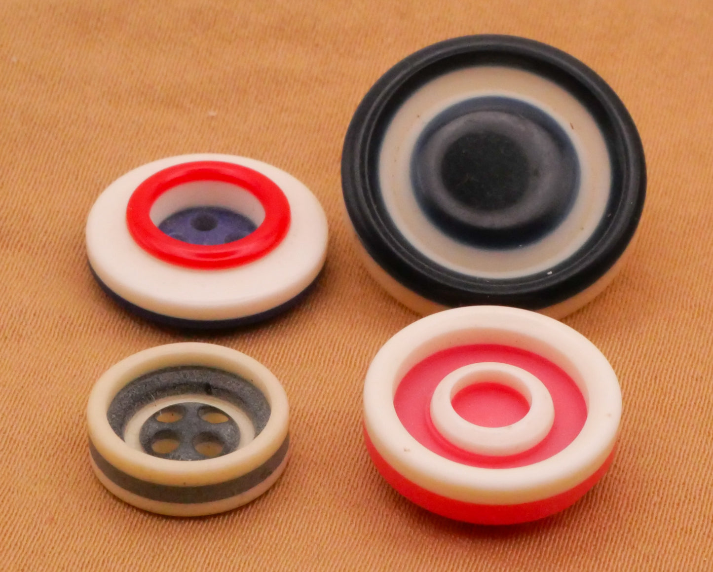 Red White Blue Layered Laminated Vintage Plastic Button Various 12-19mm
