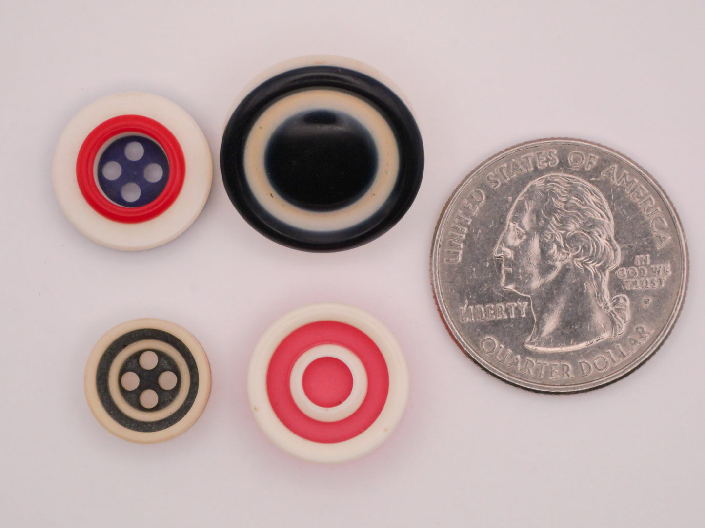 Red White Blue Layered Laminated Vintage Plastic Button Various 12-19mm