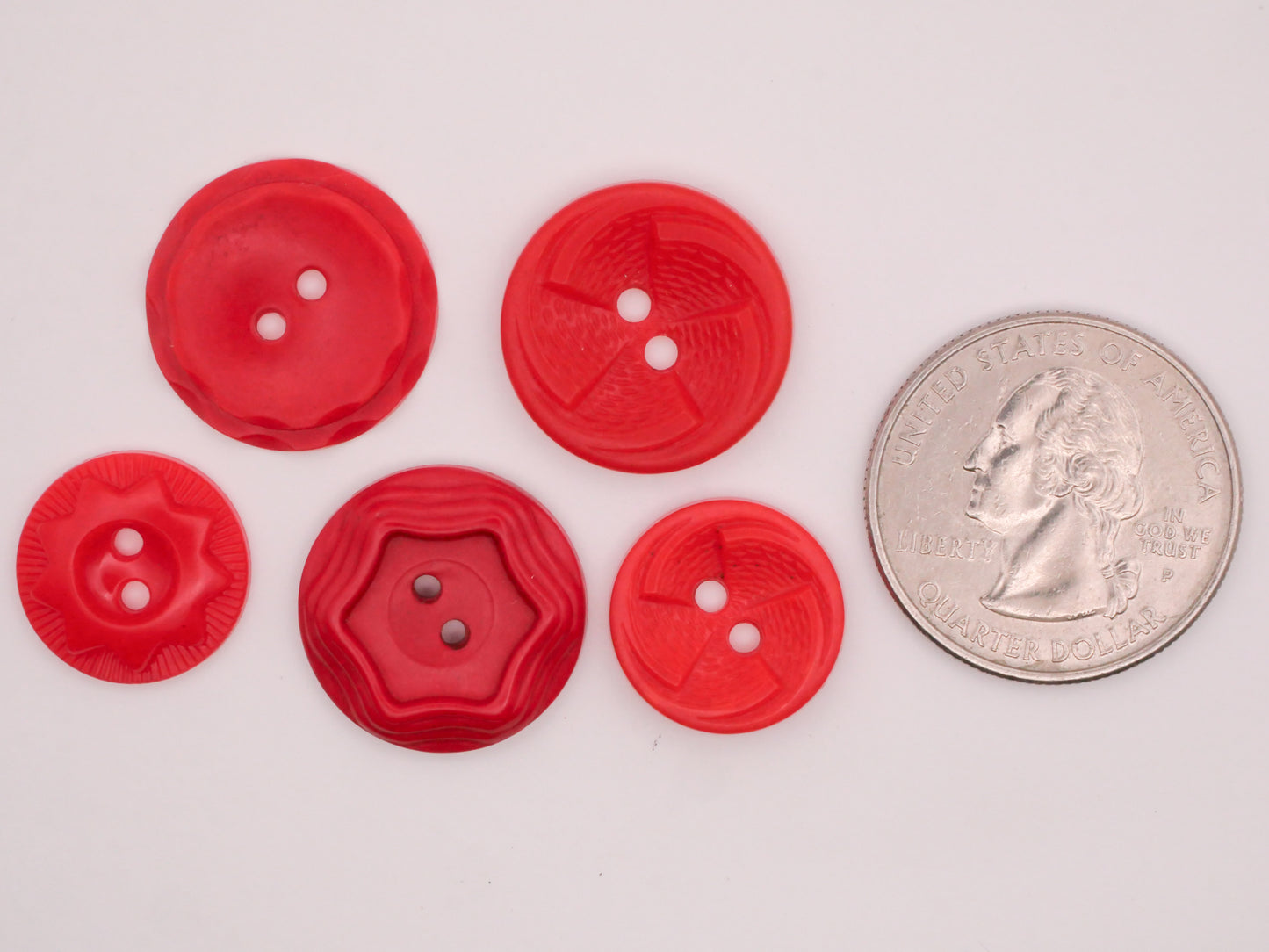 Red Housecoat Vintage Plastic Button Various 15-19mm