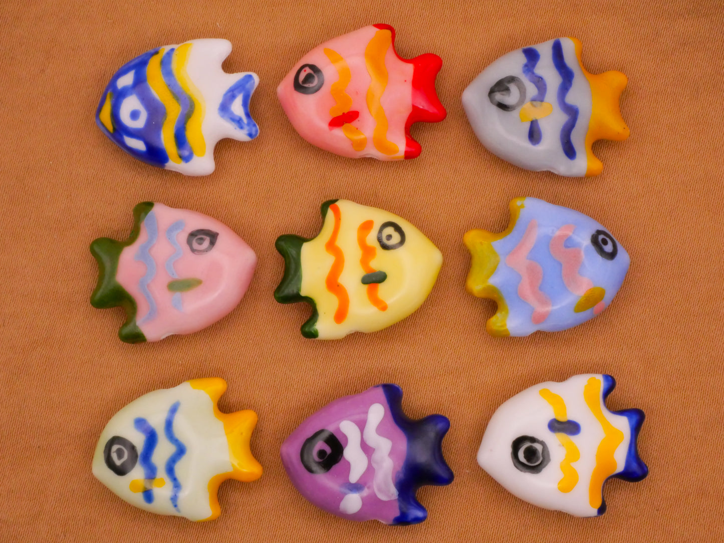 Fish Hand-Painted Glazed Ceramic Bead Embellishment Various 17x20mm