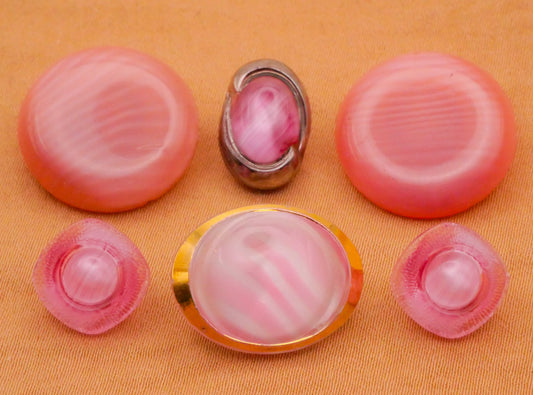 Pink Dig Dug Vintage Glass Button Various 9-18mm