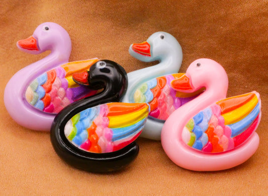 Swan Rainbow Wing Colorful Plastic Assorted Set of Four Buttons 23x25mm