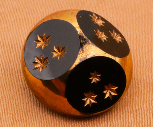 Star Gold Black Glass Antique Button Various 18mm
