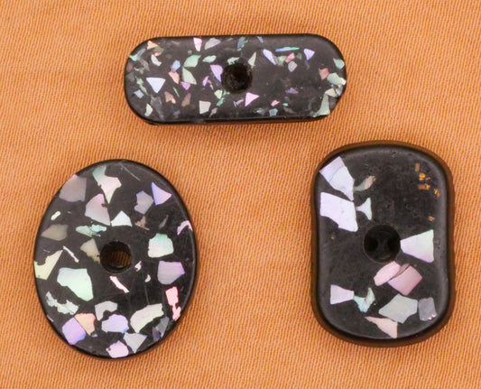 Crushed Shell Black Composition Whistle Button Various 9-19mm