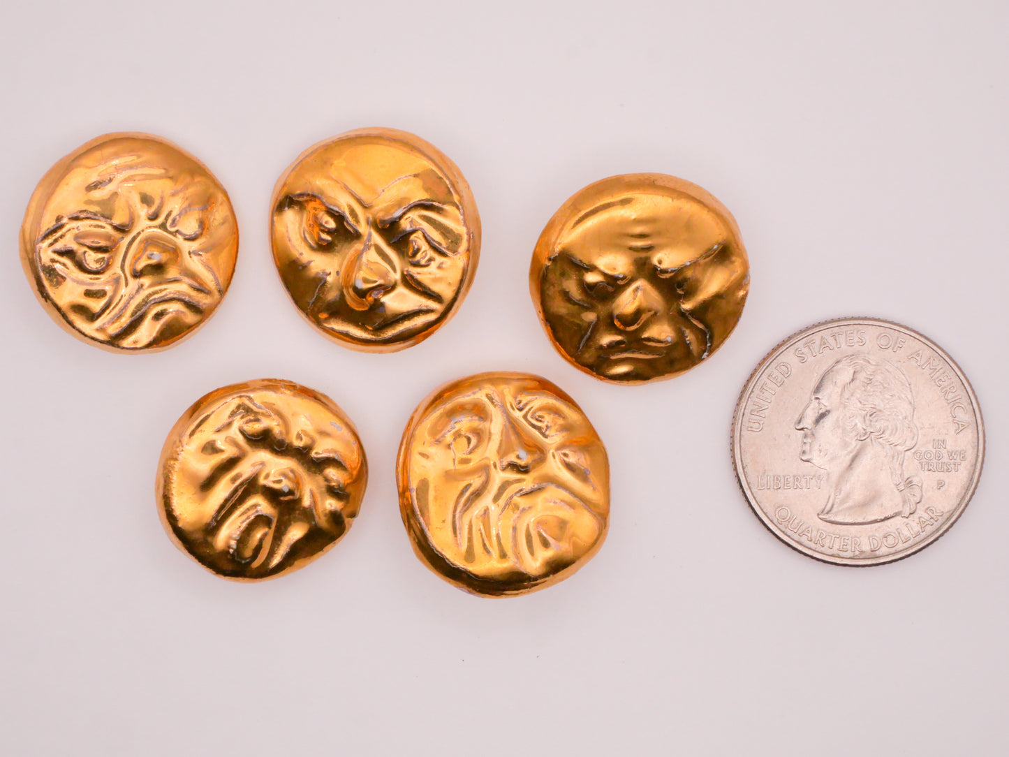 Grumpy Man on the Moon Face Gold Ceramic Cecile Durham Studio Button Various 21mm