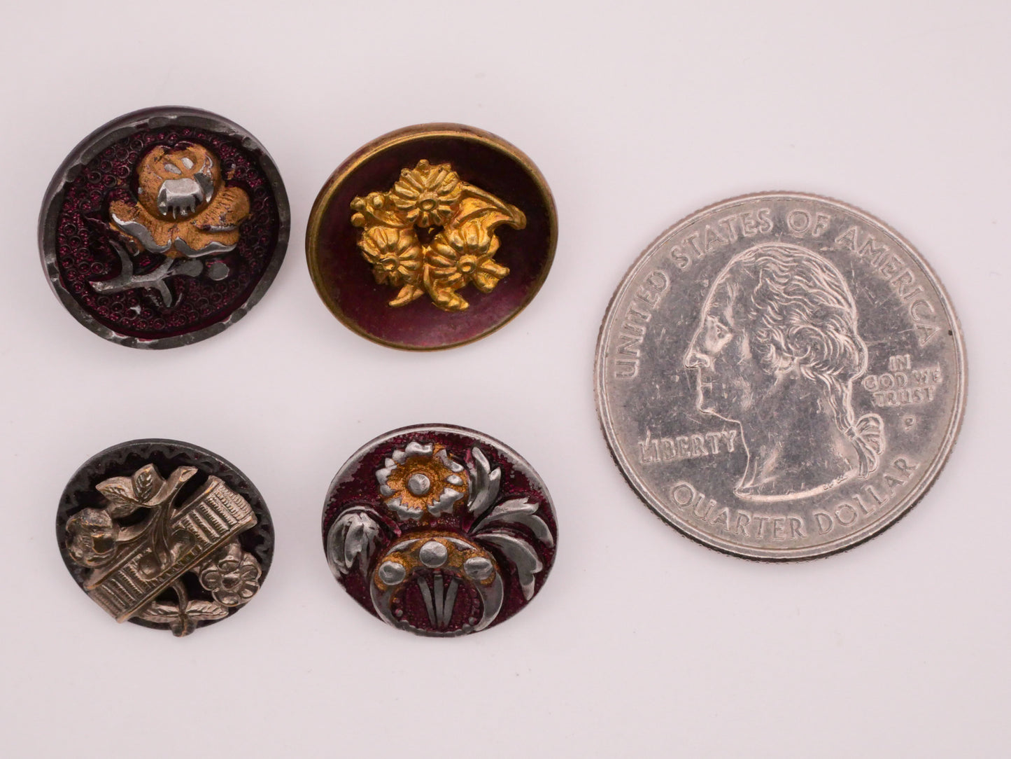 Flower Floral Purple Tinted Victorian Metal Button Various 14-16mm