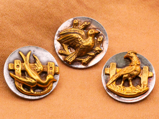 Bird Brass Steel Metal Victorian Button Various 14-15mm