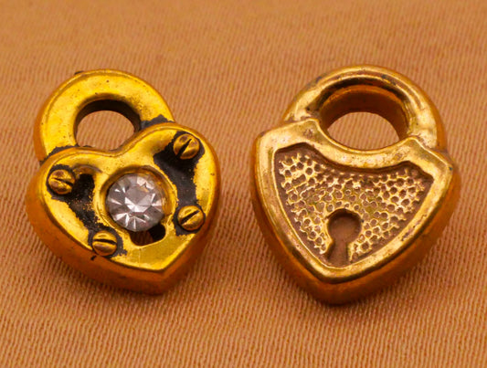 Lock Metallized Plastic Vintage Button Various 11-14mm