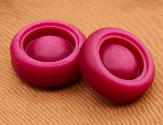 Magenta Fuchsia Pink Vintage Plastic Pair of Buttons 17mm
