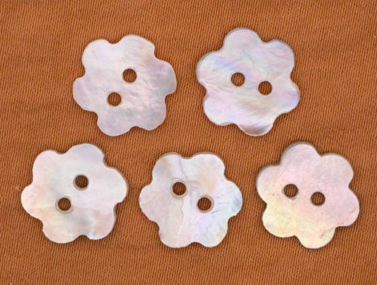 Flower Mother of Pearl Shell Set of Five Buttons 12mm