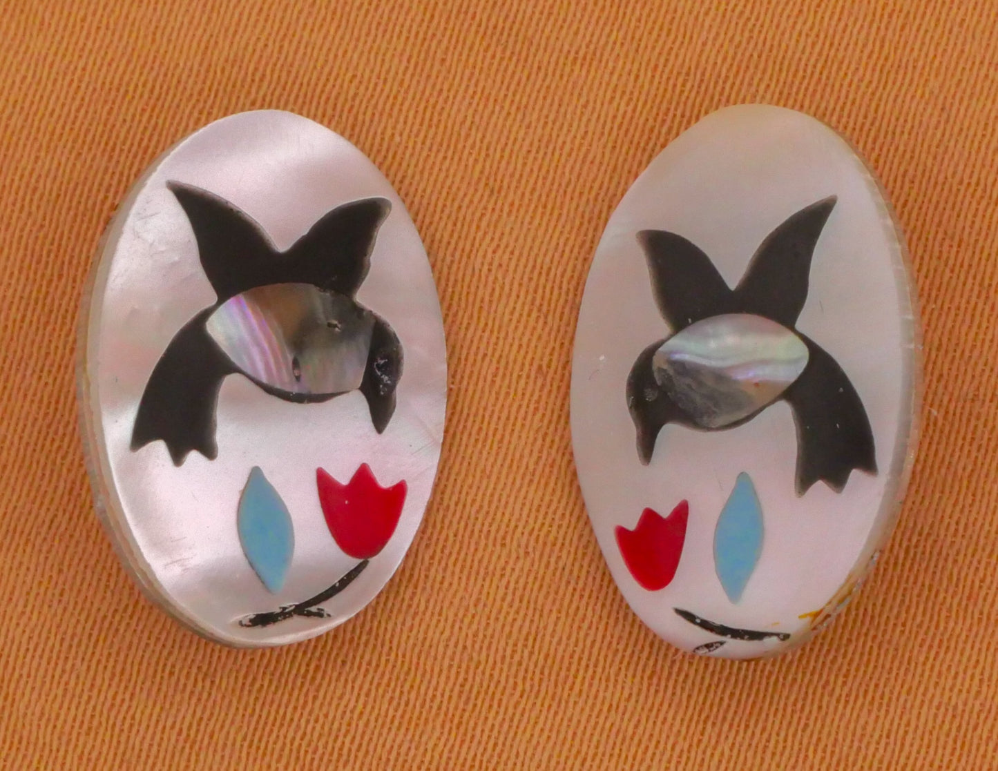Bird Flower Mother of Pearl Oval Shell Button Various 13x18mm