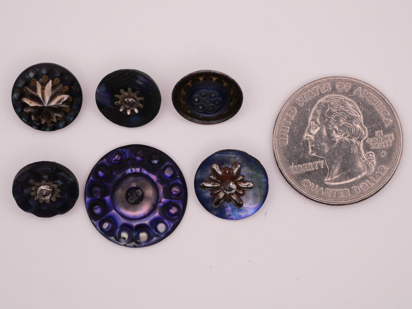 Blue Dyed Mother of Pearl Antique Button Various 12-19mm