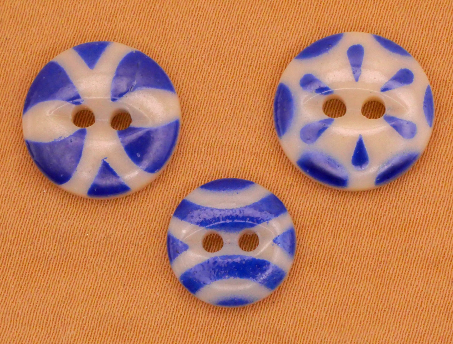 Blue Stencil China Antique Button Various 12-14mm