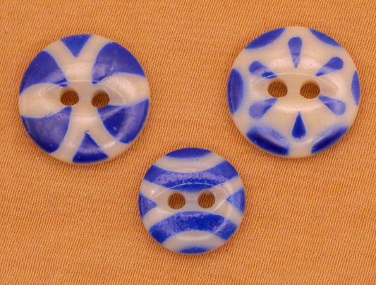 Blue Stencil China Antique Button Various 12-14mm