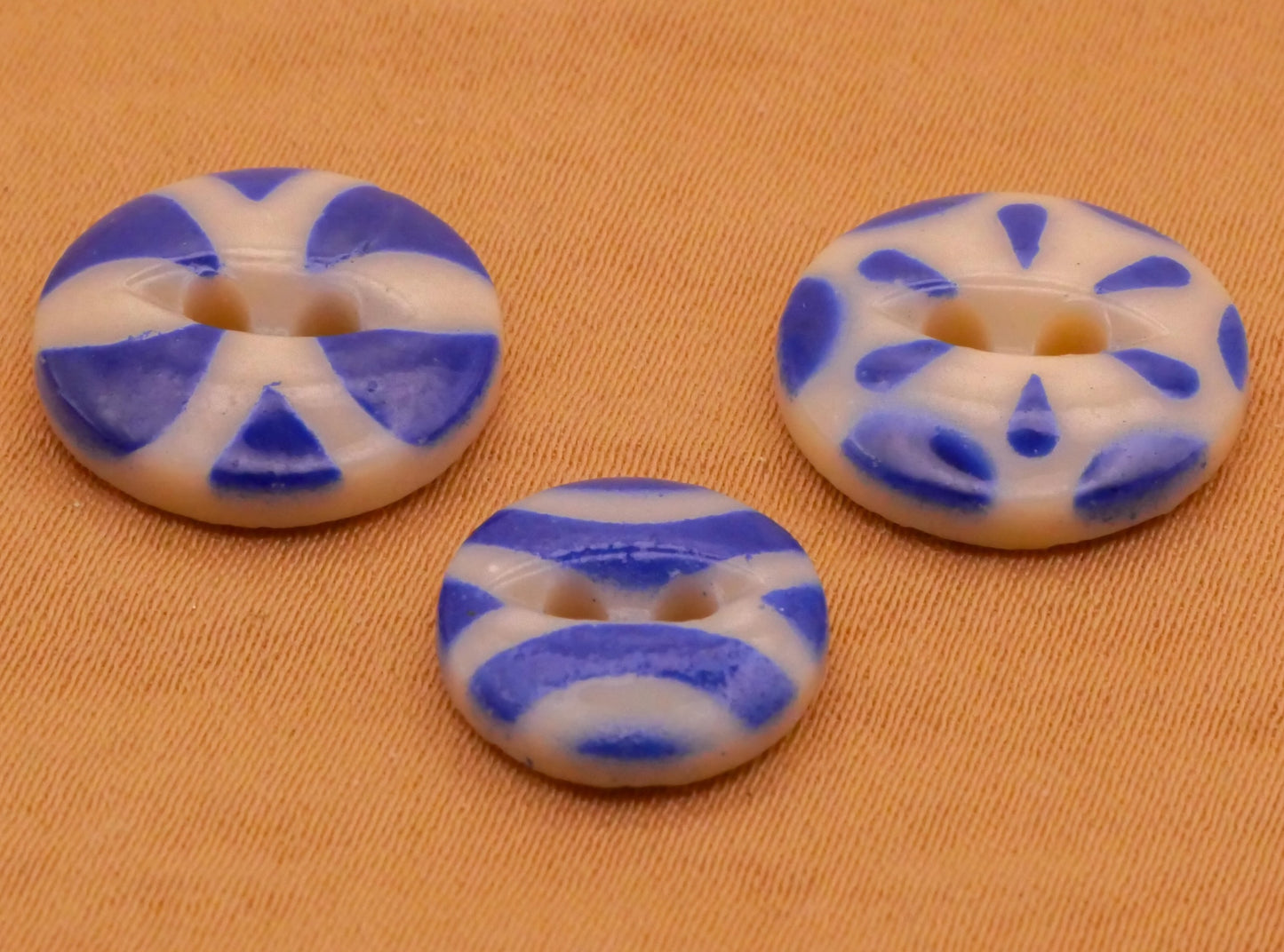Blue Stencil China Antique Button Various 12-14mm