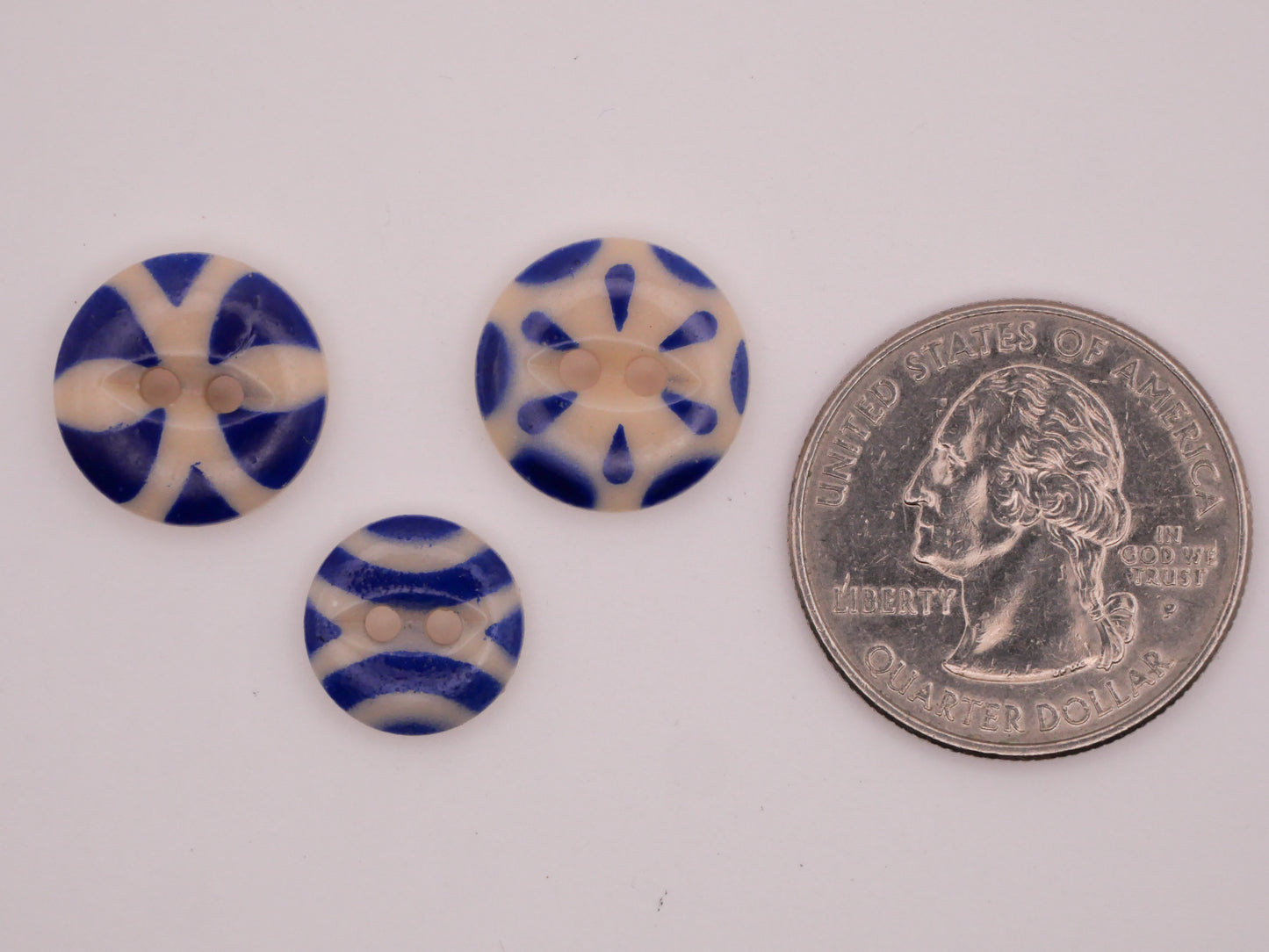 Blue Stencil China Antique Button Various 12-14mm